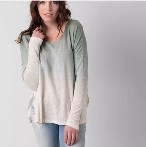 Free People Linen Blend Ombre Long Sleeve Top